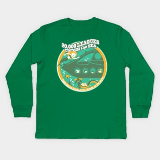 20,000 Leagues Under the Sea (green, yellow, aqua) Kids Long Sleeve T-Shirt